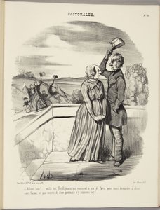 Jaså! Här kommer Grafignonarna, sex stycken från Paris, för att bjuda oss på middag helt utan ceremonier, och det finns inget sätt att säga att vi inte är hemma! av Honoré Daumier