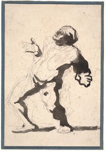 En skådespelare (penna & bläck och tvätt på papper) av Honoré Daumier