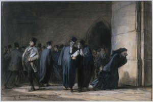Vid domstolsbyggnaden av Honoré Daumier
