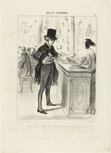 Att ha förlorat sin halva kopp vid domino och sin börs på gatan, nummer 12 ur serien Émotions Parisiennes från Le Charivari av Honoré Daumier