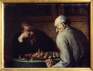 Schackspelare av Honore Daumier (1808-1879) 1800-talet av Honoré Daumier