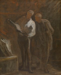 Collecting Engravings, ca 1870-73 (olja på duk) av Honore Daumier