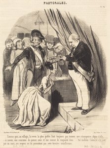 Hur den mest hageldrabbade dygden i byn... av Honoré Daumier