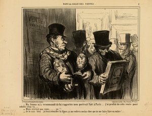 I auktionssalen nr 2: Min fru bad mig att ta med mitt porträtt till henne... av Honoré Daumier