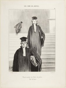 Stora trappan i Justitiepalatset, framifrån, nummer 36 ur serien Rättvisans människor av Honoré Daumier