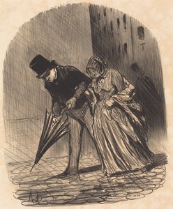 Nackdelen med ett alltför komplicerat paraply med fjädrar av Honoré Daumier