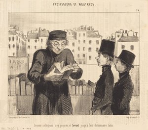 Unga studenter... diskar upp sin latinska ordbok av Honoré Daumier
