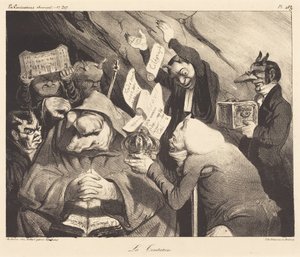 Frestelsen, parodi på en målning av Téniers av Honoré Daumier