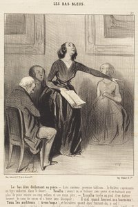 Bas-bleu som framför sitt stycke av Honoré Daumier