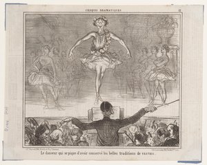 Dansaren som är stolt över sig själv... (Dramatiska skisser), ur Le Charivari av Honoré Daumier
