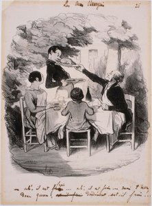 De goda borgarna: Ah! Den är färsk... Men håll i den, pojke av Honoré Daumier