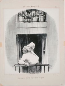 Les Bons Bourgeois: En granne som klagar över att bli vattnad av Honoré Daumier