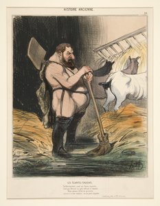 Augias stall. Att göra sig till rengörare för en storslagen hjälte, ur Antik historia av Honoré Daumier
