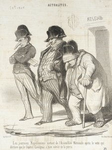 De napoleonska tidningarna lämnar nationalförsamlingen efter omröstningen ... av Honoré Daumier