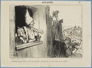 Nu får min blomkruka lite solsken... Äntligen ska jag få veta om det är en ros eller en nejlika! av Honoré Daumier