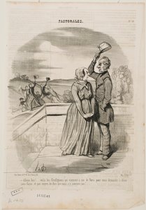 Åh nej, titta, Grafignon-familjen har just anlänt från Paris, alla sex,... av Honoré Daumier