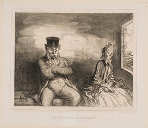 På tåget... Ett trevligt sällskap av Honoré Daumier