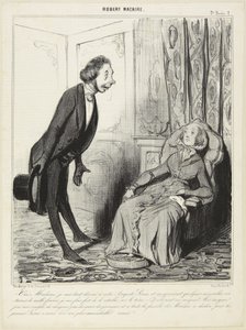 ”Ja, madame, jag är helt hängiven vår upphöjde prins...”, nummer 2 ur serien Robert Macaire från Le Charivari av Honoré Daumier