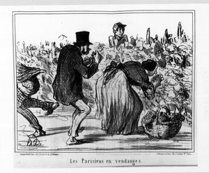 Parisiska skisser: Parisians in harvest - av Daumier, i "" Charivari"" från 1857-10-02 av Honoré Daumier
