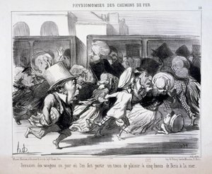 Järnvägarnas fysionomier nr 10: Vagnarnas invasion en dag då man låter avgå... av Honoré Daumier