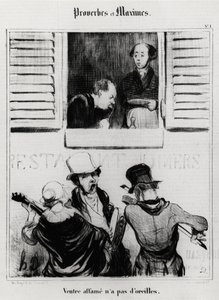 Ordspråk och maxim: hungrig mage har inga öron. Illustration av Honore Daumier (1808-1879). Karikatyr 1800-tal, Musee Carnavalet, Paris. av Honoré Daumier