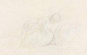 Liggande kvinna lutad på sin arm (verso) av Honoré Daumier