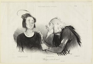 ”Rodrigue, har du mod?”, nummer 8 ur serien Tragisk-klassiska fysionomier från Le Charivari av Honoré Daumier