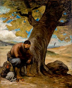 Sancho Pansa, vilar under ett träd av Honoré Daumier