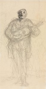 Sjungande gitarrist (recto) av Honoré Daumier
