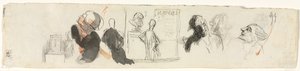 Skisser av olika figurer (verso) av Honoré Daumier