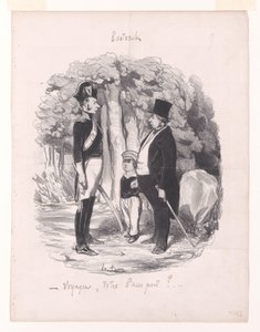 Resande, ert pass?, ur Pastoraler (Romans om lantlivet) av Honoré Daumier