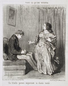 En parisisk Othello som misstänker sin kyska bättre hälft av Honoré Daumier