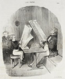 Ett barn som roar sig med lite. Le Constitutionnel räcker för honom hela kvällen av Honoré Daumier