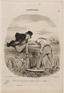 När man bärgar hö bör man inte stå för nära slåtterfolket av Honoré Daumier