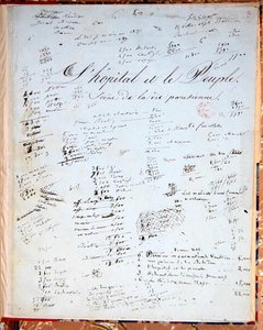 Titelsidan för "Sjukhuset och folket" (penna och bläck på papper) av Honore de Balzac