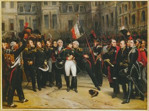 Napoleon tar farväl av det kejserliga gardet i Fontainebleau...