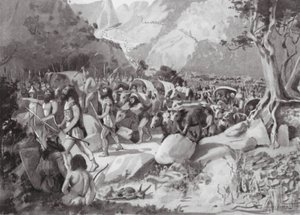 En migration av skytiska stammar genom ett pass i bergen i Mindre Asien (litografi) av Horace Moore Jones