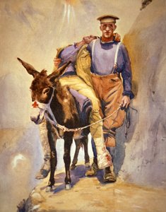John Simpson Kirkpatrick från 3:e australiska fältambulansen som med sin åsna räddade sårade soldater vid Gallipoli 1915. av Horace Moore Jones
