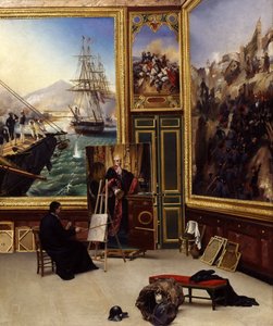 Broder Philippe kopierar porträttet av markisen de Fontanes i Versailles-museet av Emile Jean Horace Vernet