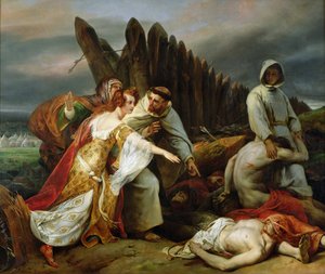 Edith hittar Harolds kropp, 1828. av Emile Jean Horace Vernet