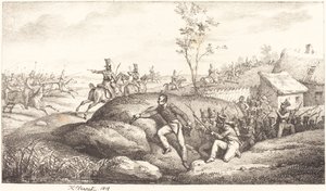 Infanteri bakhåll mot kosackerna av Emile Jean Horace Vernet