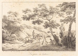 Biten i batteri av Emile Jean Horace Vernet