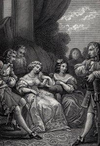 The Misanthrope or the Atrabilaire in Love - Gravyr från "Works" av Jean-Baptiste Poquelin dit Moliere (Jean Baptiste Poquelin av Emile Jean Horace Vernet