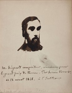 Porträtt av kompositören Aristide Hignard 1822-1898, 1848. av Emile Jean Horace Vernet