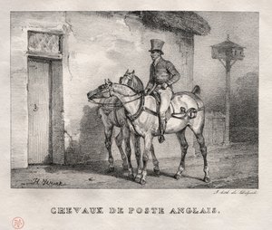 Posthästar, 1823. av Emile Jean Horace Vernet