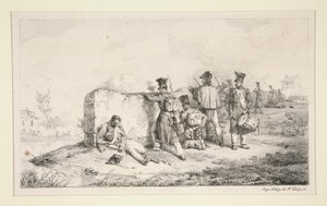 Soldater i skärmytslingar av Emile Jean Horace Vernet