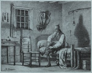 The Man-Servant of Limier reser sig ur sängen av Emile Jean Horace Vernet