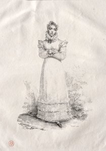 Ung kvinna stående av Emile Jean Horace Vernet