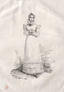 Ung kvinna stående. av Emile Jean Horace Vernet