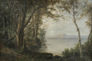 Mount Katahdin, landskap med sjö och berg av Horace Wolcott Robbins